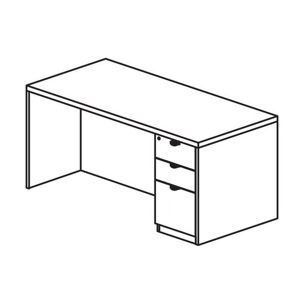 Lorell Right-pedestal Desk, B/B/F, 60inWx30inDx29inH, Gray Elm LLRPD3060RSPGE - main